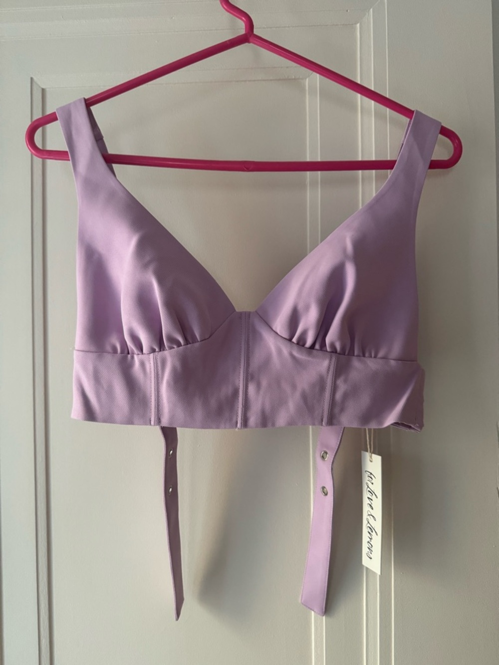 For Love and Lemons Lilac Bralette Top with Buckle Straps